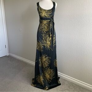 bebe Black and Gold Floral Maxi Dress